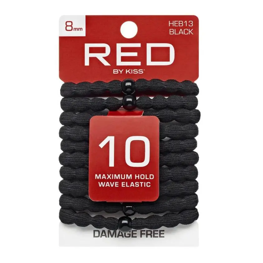 Red by Kiss Unisex Cotton Elastic Band Scrunchies, 8MM, 10CT Elastic Hair Accessory Hair Tie, Scrunchies For Hair, No Damage Hair Ties