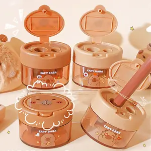 2pcs/4pcs Capybara Dual-Hole Pencil Sharpener, Cute Mini Portable Pencil Sharpener for Kids, School Supplies, Back-To-School Gift