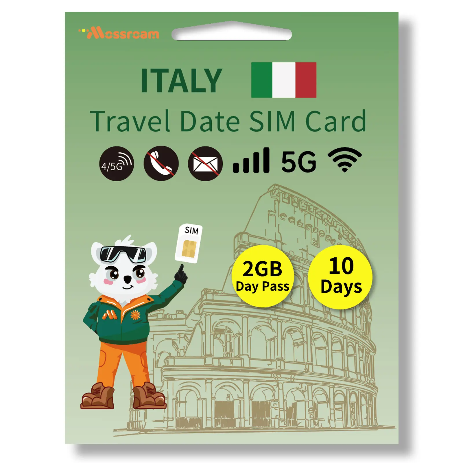 Italy SIM Card with Daily 1-20GB High-Speed Data for 7-30 Days - Prepaid 4G/5G Mobile Internet for Travel, Work & Study - Compatible with All Phones