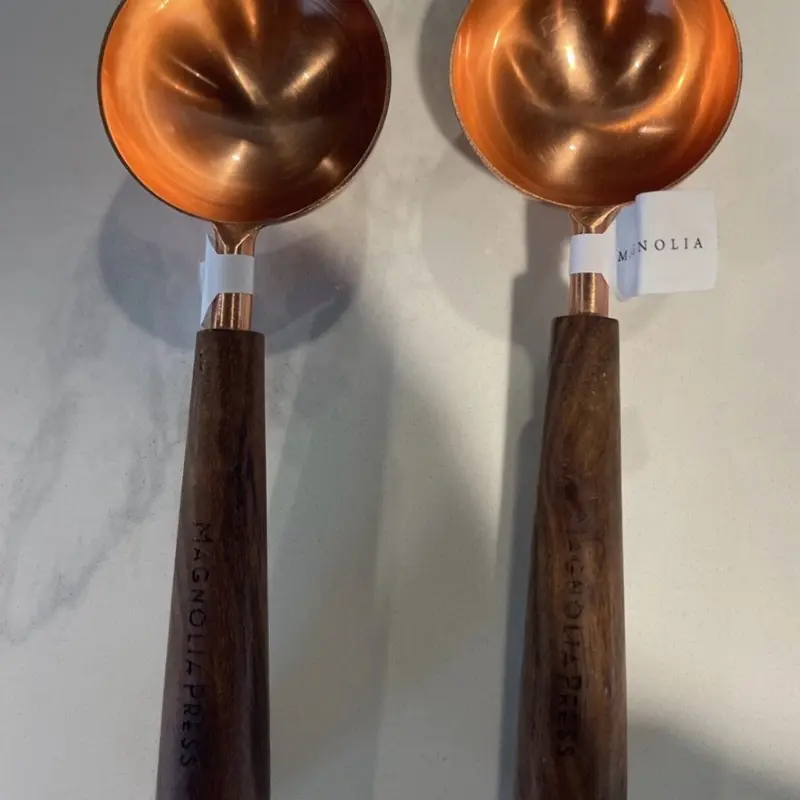 Magnolia Silos Coffee Spoon Copper and Wood 2 Pack Bundle Elegant Kitchen Utensils for Coffee Lovers Tea Wooden