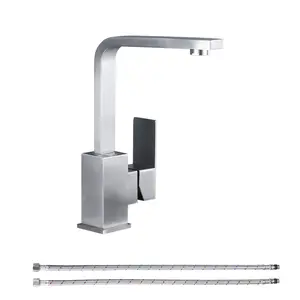 WOWOW Modern Brushed Nickel Kitchen Tap - Durable Steel, Stainless Steel Single Hole Single Handle Mixer Tap with Dual Mode, Temp Control for Prep Kitchen, Lavatory Sinks, Brushed Kitchen Taps