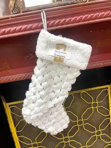 White Glitter Sequin Fur Stocking
