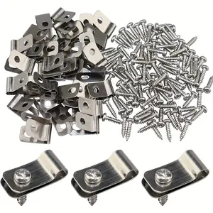 100 Heavy Duty Metal Livestock Fence Clips - R-Type Wire and Cable Management Clips with Screws, Ideal for Secure Fencing and Wire Bundling, Chain Link Fence Accessories