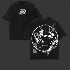 Retro Heavy Limited Baki Hanma Ver2 - Baki Hanma vs Kengan Ashura Anime Double Printed Vintage Oversized Manga Washed Heavyweight Cotton,Anime Lover