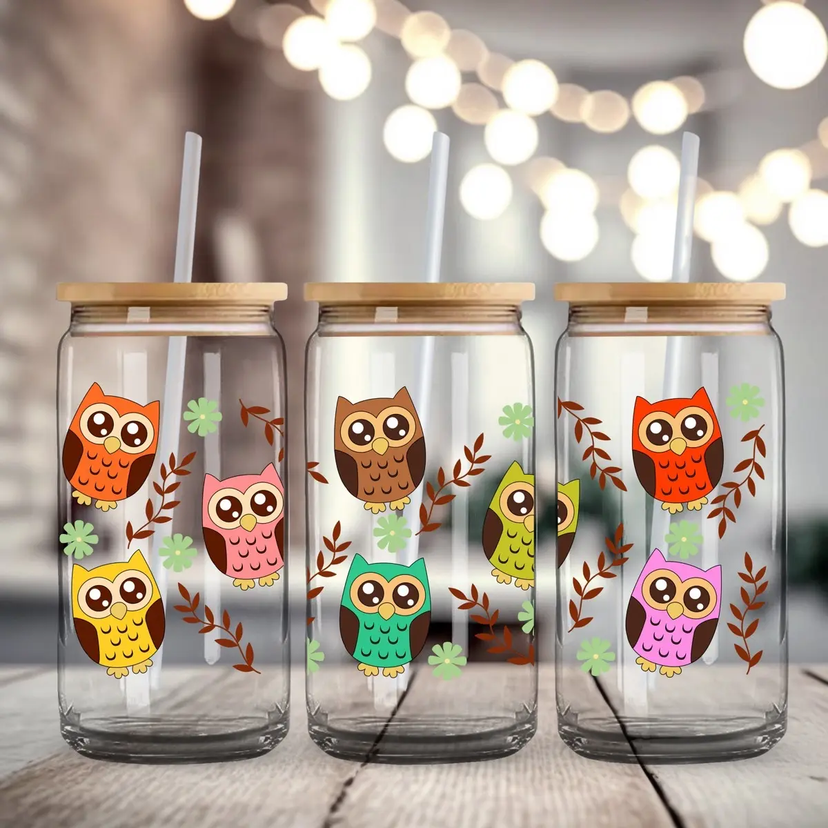 Colorful owls 16oz UVDTF wrap Colorful owls 16oz UVDTF wrap