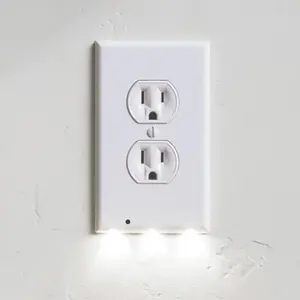 2 Pack - Wall Plate Night Light -  - LED Night Lights Built Into Electrical Outlet Wall Plates - Turn NightLight On/Off Automatically (Duplex, White)