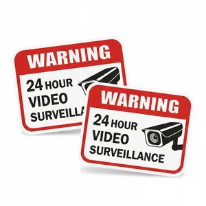 Yitap Professional Outdoor Anti-Fading Safety Warning Sign, 24h Video Surveillance Sticker, Wear-Resistant UV Protection, Suitable for Glass Windows