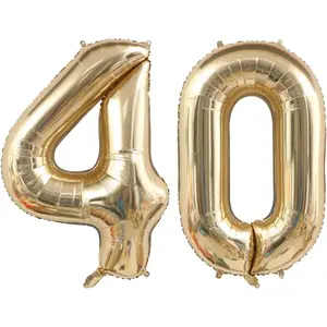 40 Inch Light Gold 40 Number Balloons White Gold Giant 40 Foil Mylar Helium Large Digital Balloon Champagne Gold Birthday Numbers Jumbo Balloons 40th Anniversary Events Party Decorations Supplies