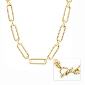 Oversized Chain Toggle Necklace - Gold-Colored Chain with Simple Design and Adjustable Closure