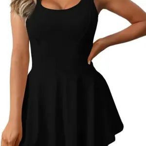 FISOEW Sleeveless 2-in-1 Athletic Tennis Golf Dress Underneath Workout Active Dresses with Built-in Shorts Activewear prom memorial day outfits waisttrainers sundress camels hiking athletic dress tennis dress