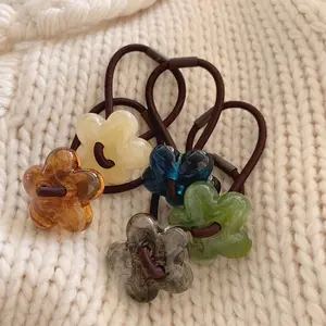 6pcsCute Flower Decor Hair Ties & Scrunchies | Colorful Fashion Hair Accessories for Women, Minimalist Style Perfect for Thick Hair