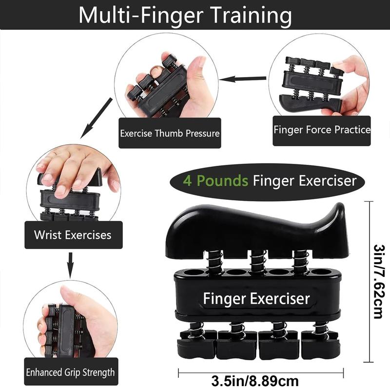 Hand Grip Strengthener Kit (5-in-1) | Grip Strength Trainer with Finger Exerciser, Forearm Strengthener, Stress Relief Ball & Hand Workout Ring for Muscle Building, Recovery & Therapy forearm exerciser adjustable