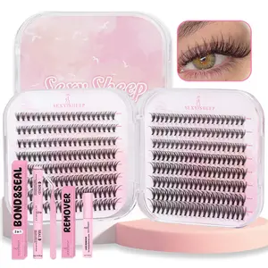 SEXYSHEEP Eyelash Cluster Set Manga Lash and Natural Long Curled Eyelash Cluster Set Eyelashes DIY Eyelash Extension Suitable for Beginners, variety of lengths Eyelash Kit with Bond&Seal&Remove&tweezers, Eyelashes Extensions Fluffy Lash Clusters