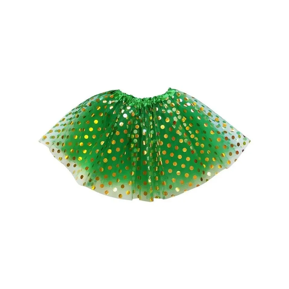 Green & Gold Polka Dot Tutu Skirt – Costume Tulle Skirt for Girls, Women & Plus Sizes