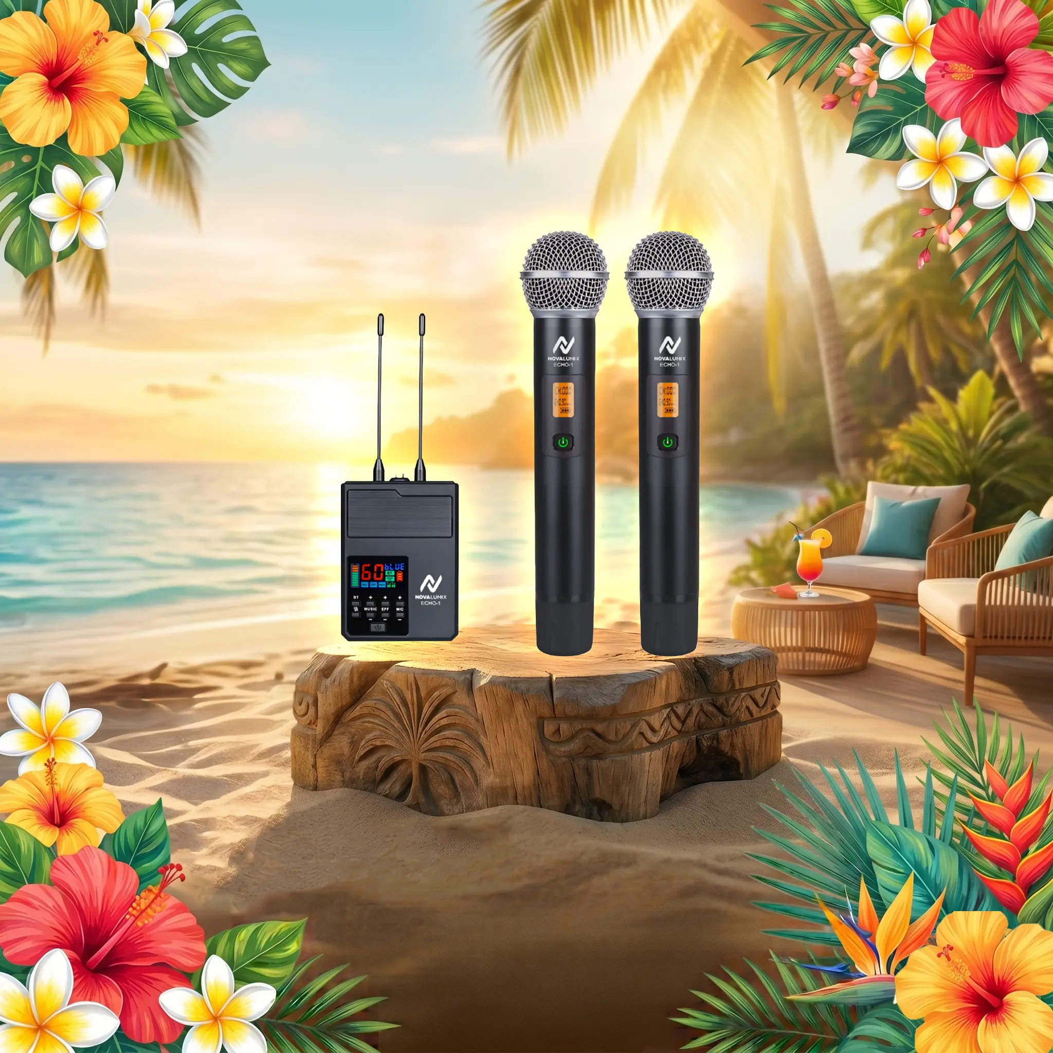 Portable 2-in-1 DSP Karaoke Processor w/ Microphones System | NovaLumix | Best in The Market