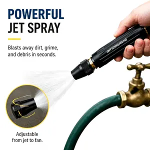 Heavy Duty Adjustable Twist Hose Nozzle Jet Sweeper Nozzle, Adjustable Metal Nozzle Garden Hose Sprinkler, Powerful High-Pressure Home Car Wash & Garden Sprayer