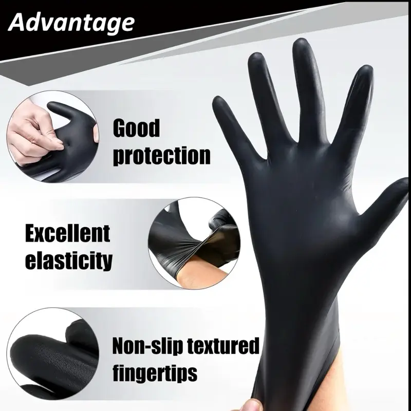 ClenGuard Black Nitrile Disposable Gloves – 8 Mil Heavy Duty, Powder-Free, Latex-Free, Textured Grip, Food & Mechanic Use (100 Count)