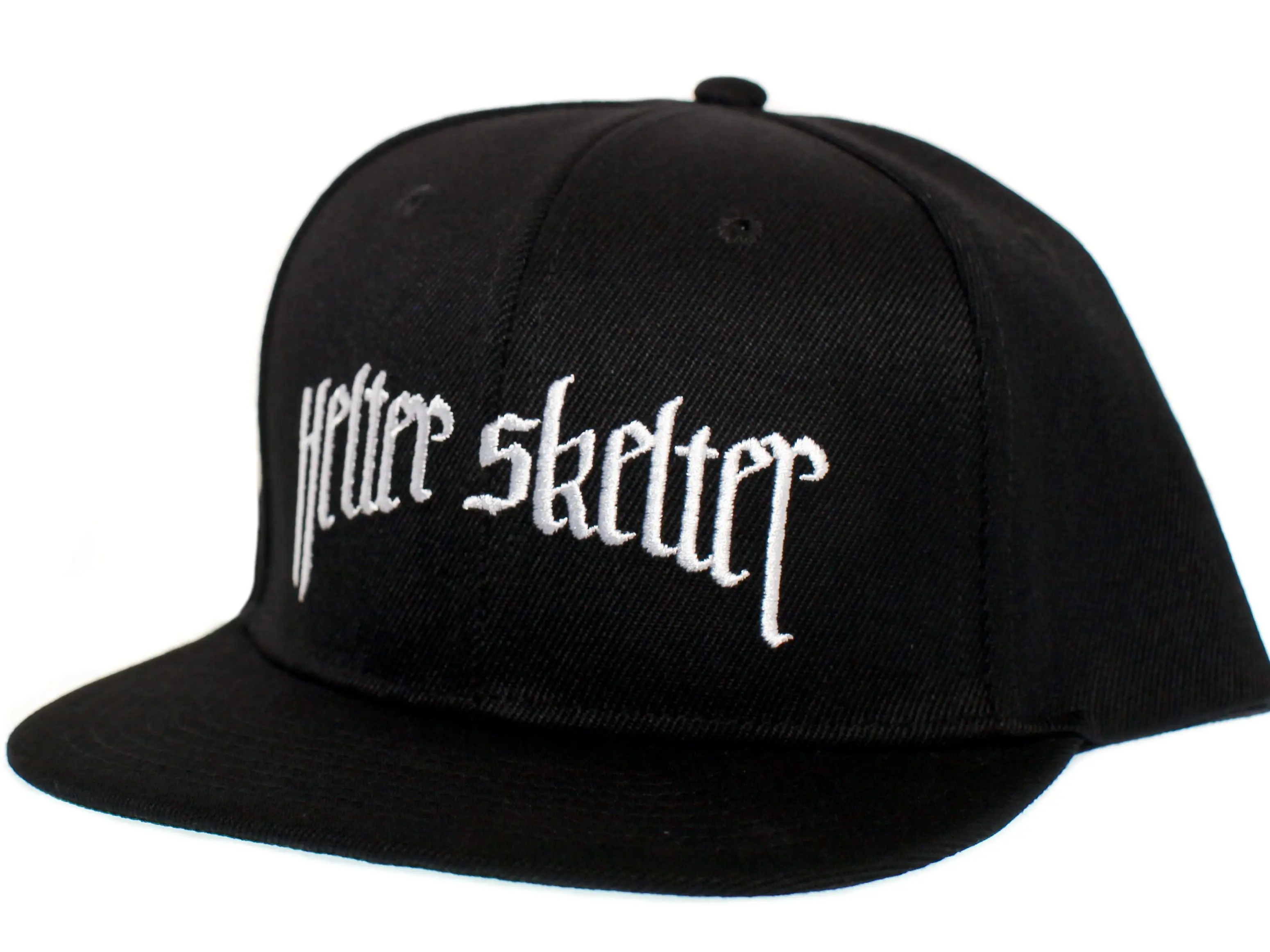 Helter Skelter Hat Flat Brim Embroidered Adult Snap Black Cap