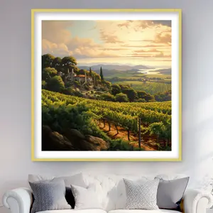 212 MAIN Framed Matted Landscape Artwork - 48x48 in Artistic Nature-Infused Calm Dusk Twilight Scene, Home, Office Wall Decor, Room Decoration Gift