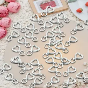 30 Pack Heart Swivel Spring Clasps, Metal lobster Clasps Keychains for DIY Crafts, Fashion Hardware Buckles for Climbing Hiking Camping Traveling - Silver