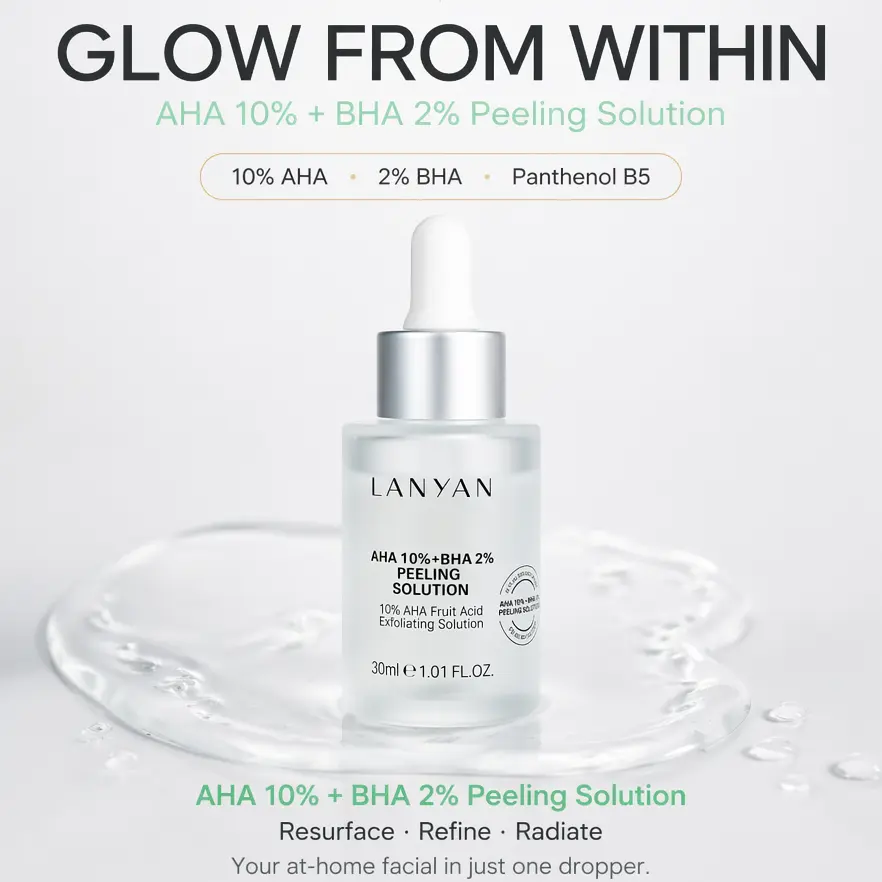 AHA BHA Peeling Solution 10% + 2% – Gentle Face Exfoliant for Dark Spots, Blackheads & Uneven Skin Tone | Pore Minimizer (1.01 fl.oz)