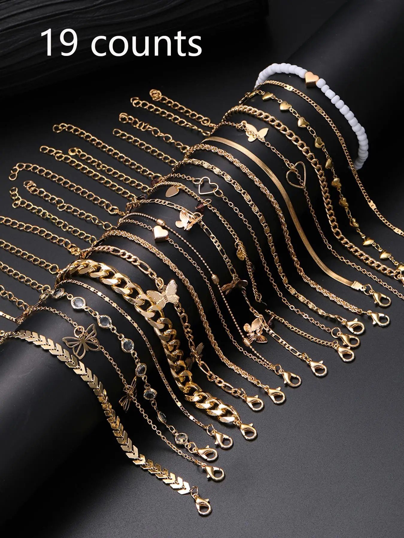 Boho Style Butterfly Heart Faux Pearl Decorated Anklet, Rhinestone Decorated Anklet for Women & Girls for Party, Trendy All-match Jewelry for Birthday