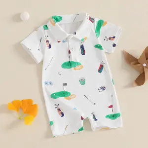 Newborn Baby Boy Golf Romper Onesie Polo Shirt Overalls Short Sleeve Jumpsuit Infant Summer Clothes