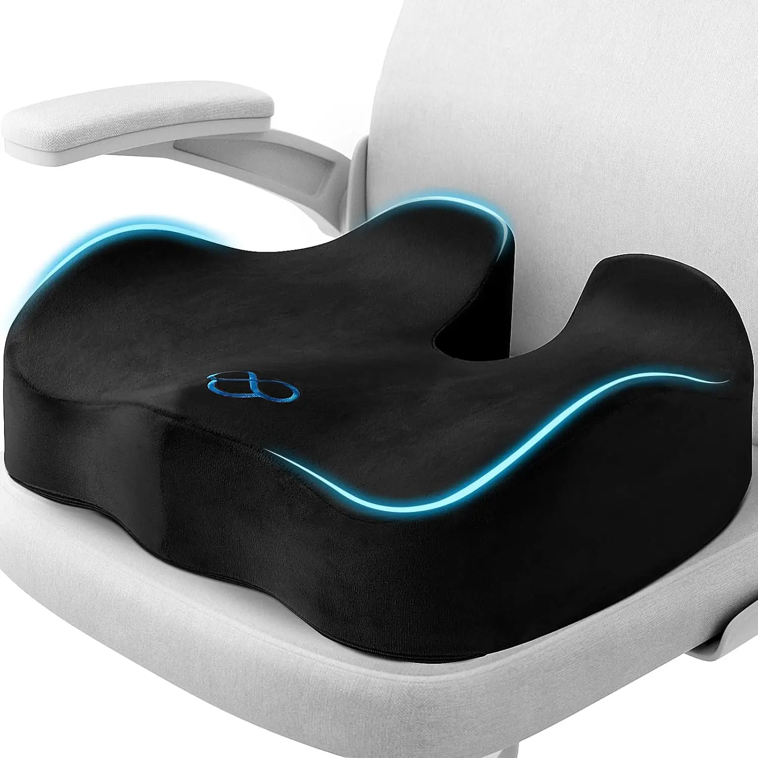 Seat Cushion,Thick Memory Foam Cushions for Office Chair, Car Seat, Airplane, Relieving Pressure Tailbone Sciatica Back Pain for Long Sitting Office Workers, Car Drivers 4.7in Thick Black