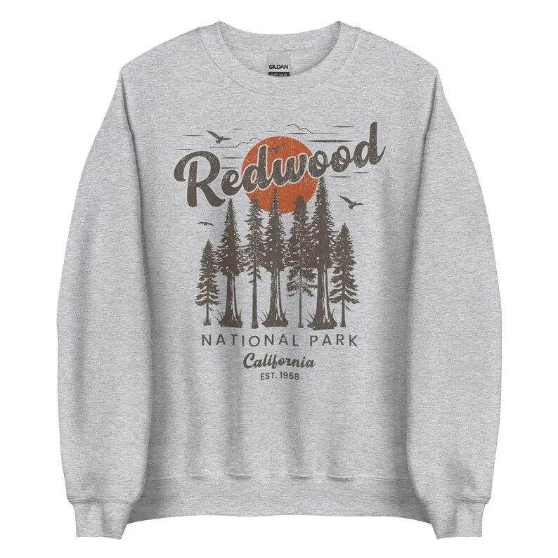 Redwood National Park Sweatshirt California Hiking Camping Gift, California Crewneck, National Park Gift, Hiking Adventure Sweater, USA Nature, Après Ski, Hiker Pullover