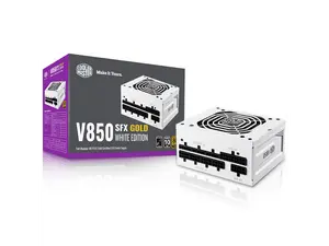 Cooler Master V850 SFX Gold White Edition Full Modular, 850W, 80+ Gold Efficiency, ATX Bracket Included, Quiet FDB Fan, SFX Form Factor, 10 Year Warranty