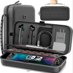 [Compatible with Nintendo Switch 2 & Switch 1] Switch Case for NS2/OLED/Original Version, Switch 2 Carrying Case with Custom Slot for JoyCon, Hard Portable Travel Bag with 26 Game Card Slots