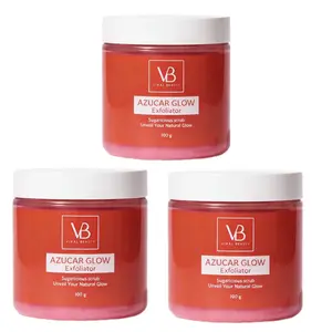 3PCS VB BLANQUEACULOS AZUCAR GLOW Exfoliant & Brightening Sugar Scrub Hydrating Exfoliating Facial Cleanser for Smooth Skin 100g