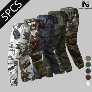 Men's Camouflage Cargo Pants - 10-Pocket Tactical, Elastic Waist, Water-Resistant, Durable, Breathable, Moisture-Resistant, Combat, Performance, Athleisure Joggers for Work, Outdoor Hiking, 10-Pocket Men's Pants, Athleisure Men's Pants