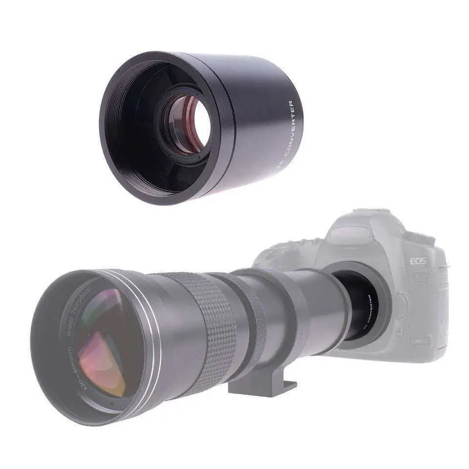 2X Optical Teleconverter Lens for 420-800mm SLR Mount Camera Lenses, Photography Imaging Accessory with Included Protective Case, 2X Teleconverter