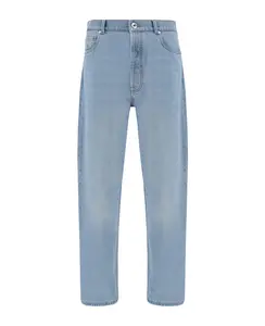 BRUNELLO CUCINELLI MEN'S LIGHT BLUE DENIM TROUSERS