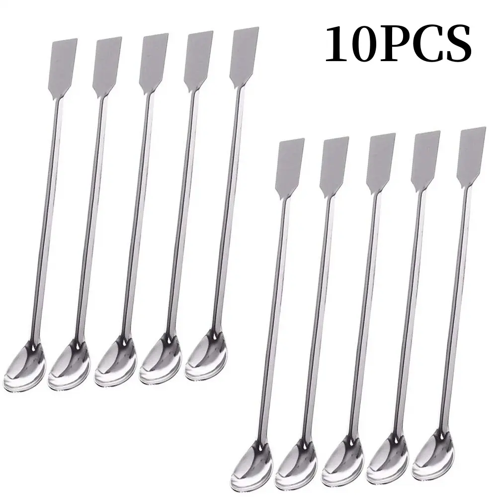 10 Pieces 7.7'' Laboratory Spoon Spatula 2 in 1 Stainless Steel Lab Mixing Double End Reagent Sampling Spoon Spatula Tool