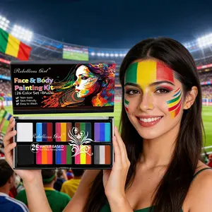 World Cup Colorful Water-Based Paint Set, 10 Grids 26 Colors, Quick Application, Exclusive Fan Cosmetic Makeup, Immersive Viewing Atmosphere