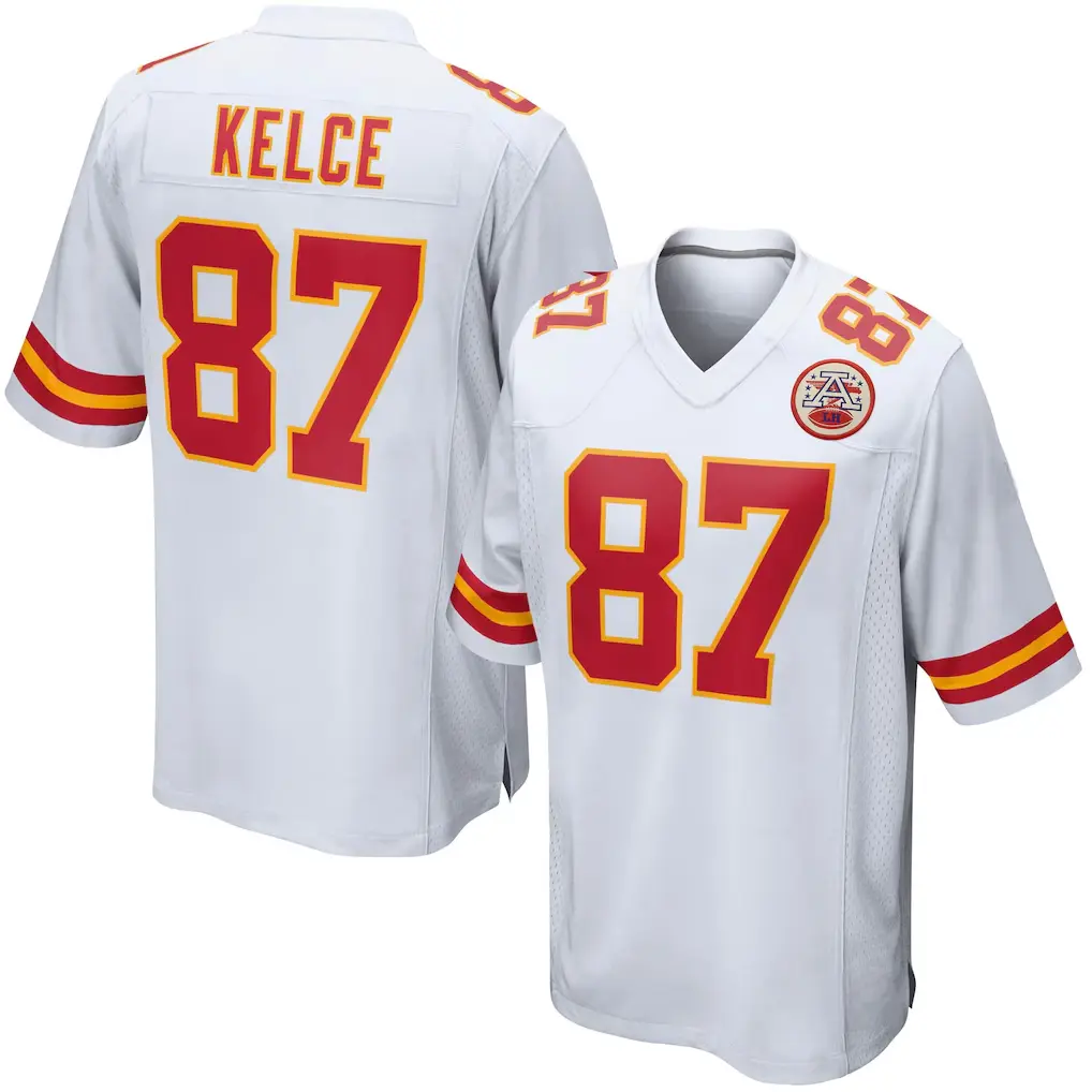 Full Print Kelce 87 White-Red Jersey Shirt, America Football Jersey, Sport Clothing, Football Uniform, Jersey For Football Fans, Gift for him