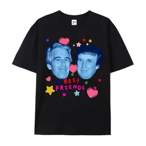 Best Friends Trump & Epstein Meme Graphic T-Shirt | Controversial Political Parody Tee for Men & Women