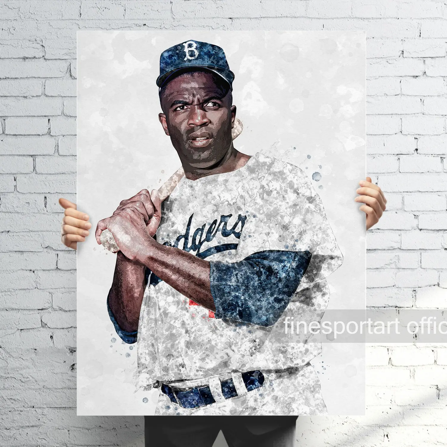 Jackie Robinson Poster, Canvas, Baseball print, Sports wall art, Man Cave, Gift, Kids Room Decor Ornaments Artistic