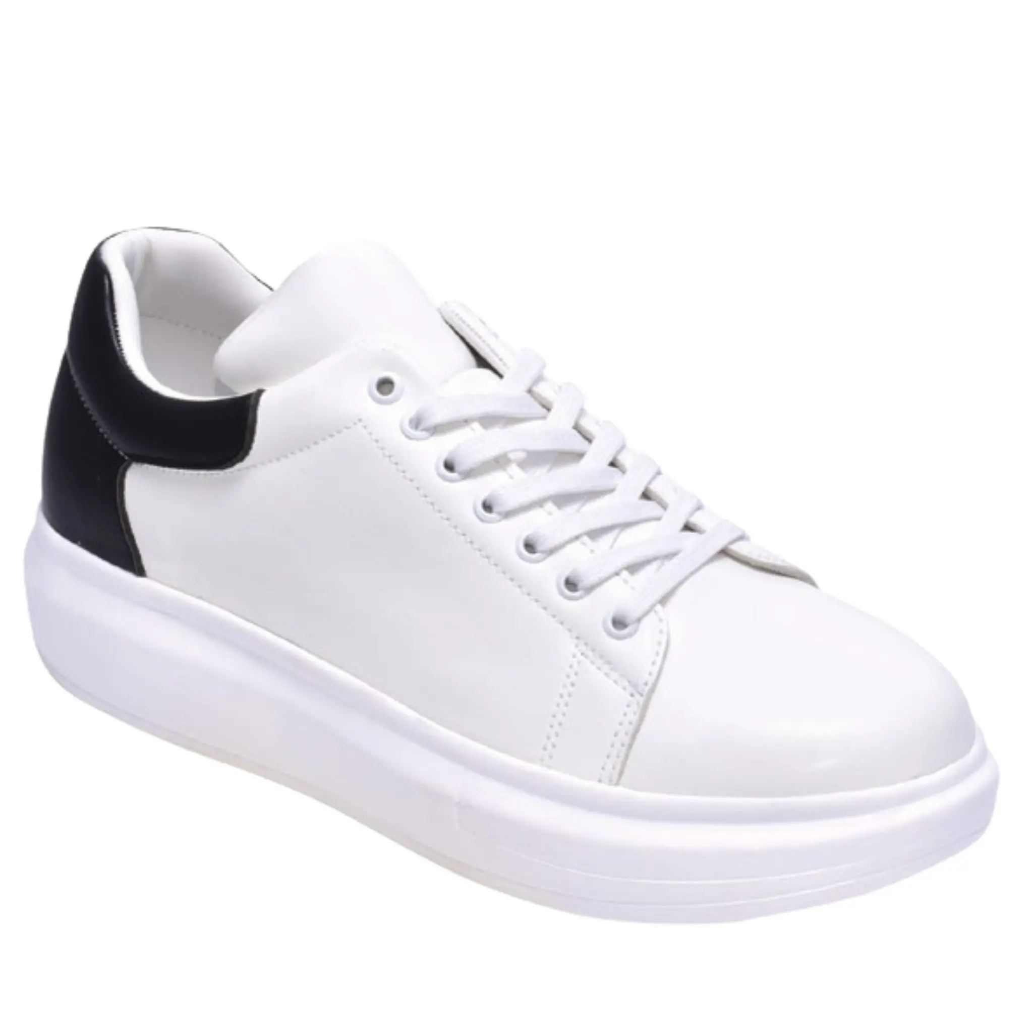 Classic White Leather Sneakers with Black Detail - Prom & Professional