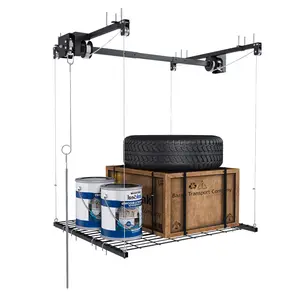 Overhead Garage Storage Rack 4x4/3x6 FT for High Ceilings 10-12 FT 250/270LBS Capacity All-Steel Construction with Safety Lock Crank-Down System