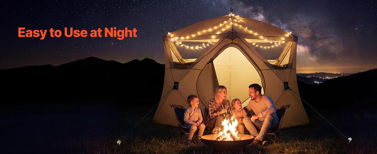 VEVOR Camping Tent, 4 Person Pop Up Instant Cabin Tent with Large Mesh Windows, 60 Seconds Easy Setup, Portable Cabin Hub Tents with Carry Bag for Family Outdoor Camping & Hiking, Upgraded Ventilation VEVOR Camping Tent, 4 Person Pop Up Instant Cabin Tent with Large Mesh Windows, 60 Seconds Easy Setup, Portable Cabin Hub Tents with Carry Bag for Family Outdoor Camping & Hiking, Upgraded Ventilation