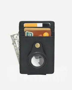 RFID Blocking Cowhide Leather Wallet with AirTag Insert