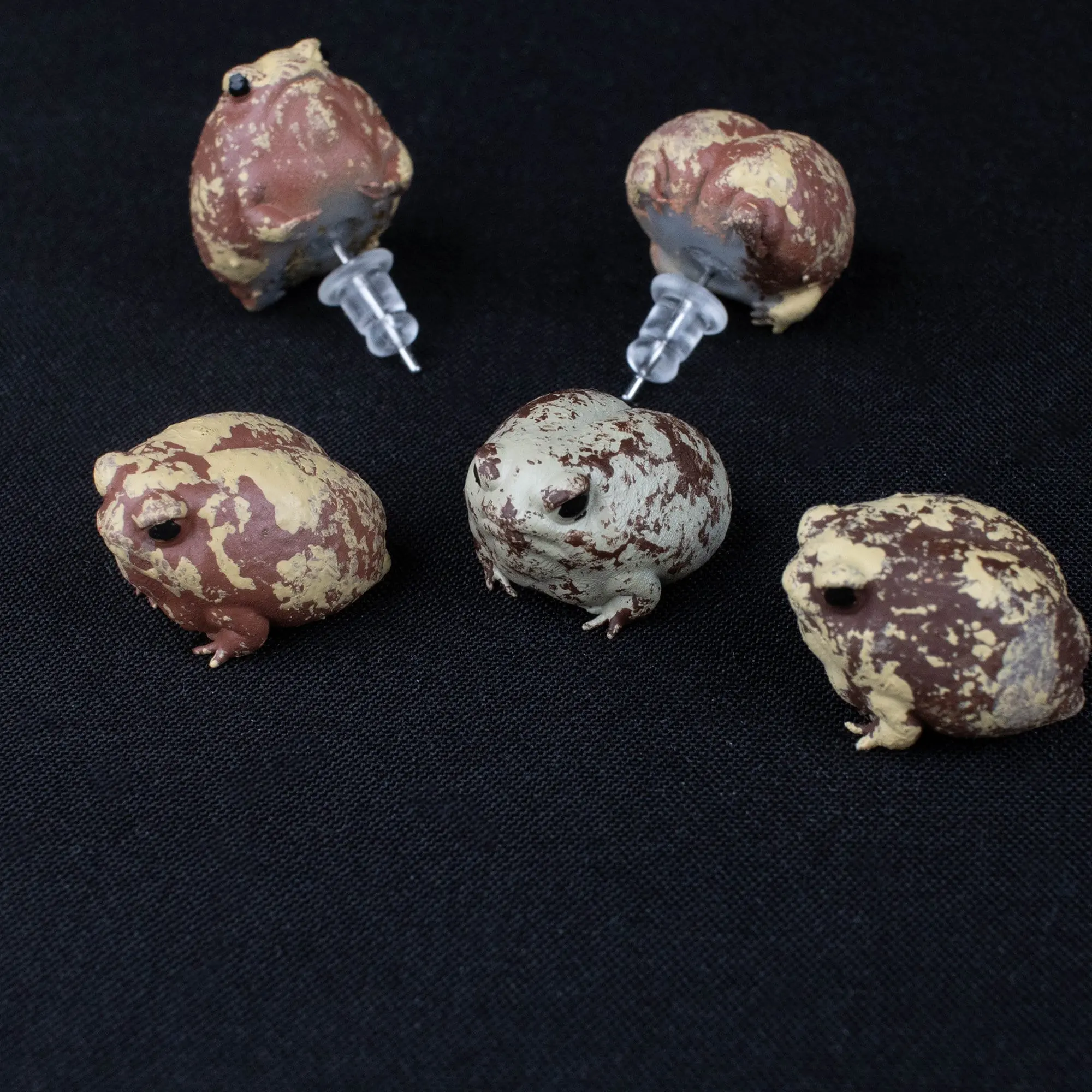 Desert Rain Frog Earrings • Hand-Painted • 3D Printed • Quirky • Funny • Weird • Gift
