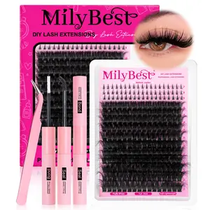 Milybest 200D Fluffy Lash Clusters 16–25mm | Wispy D Curl DIY Eyelash Extensions 224pcs Soft Natural Salon Look at Home