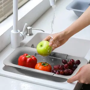 Expandable Sink Drain Tray – Foldable Kitchen Colander for Washing Produce, Draining Pasta & Drying Utensils | Adjustable Fruit & Vegetable Rinse Basket, Space-Saving Sink Organizer for Everyday Kitchen Use