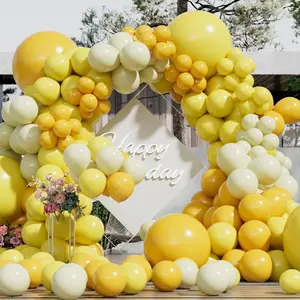 Yellow Balloons Garland Arch Kit Different Sizes Pack 150Pc 18Inch 10Inch 5Inch Latex Pastel Mustard Yellow Balloons for Graduation Easter Birthday Party Decorations