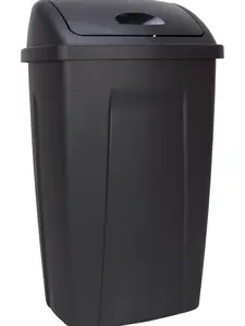 Mainstays 13 Gallon Trash Can, Plastic Swing Top Kitchen Garbage Trash Can, Black