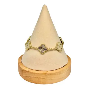 14k Gold Plated Clover Bracelet for Women - Lucky Charm Four Leaf Clover Bracelet Station with